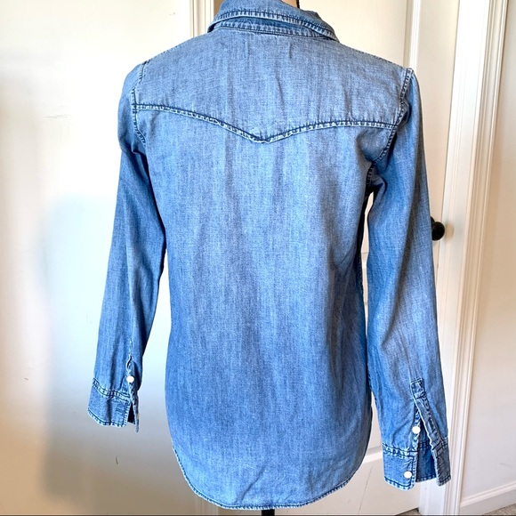 MADEWELL Chambray Lace Up Pull On Top—SZ. XS - Picture 5 of 14